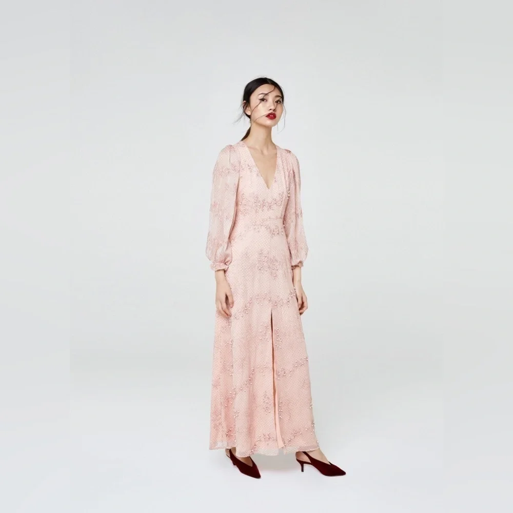 Uterque long sleeve coral pearl gown - Picture 5 of 6